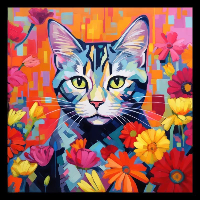 Katze, katzenmotiv, blumen, geschenk, geschenkidee