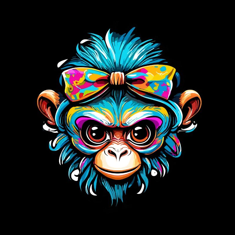 Singe mignon / Fille de singe / Mignon / noeud de cheveux
