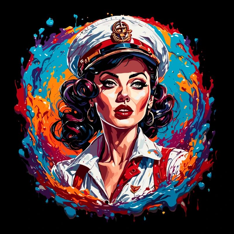 Matrosin / Pinup / Schiff / Boot / Anker / Lady