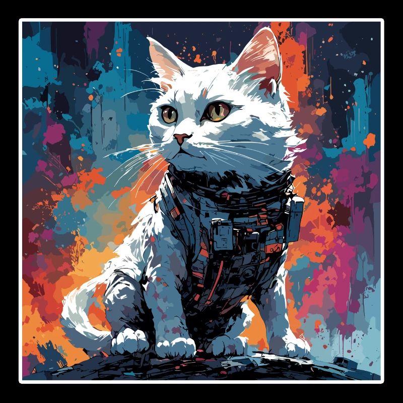 Astronaute / Espace / Animal / Chat / Vaisseau spatial