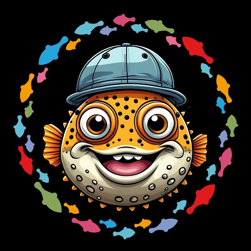 Cooler Kugelfisch mit Basecap
