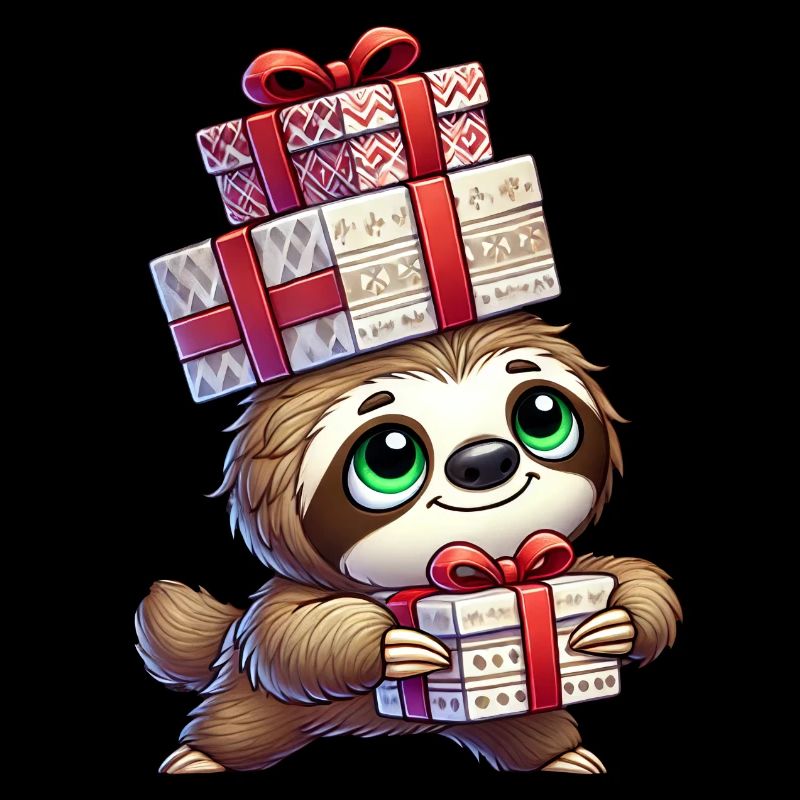Santa Claus Sloth Christmas Time Celebration