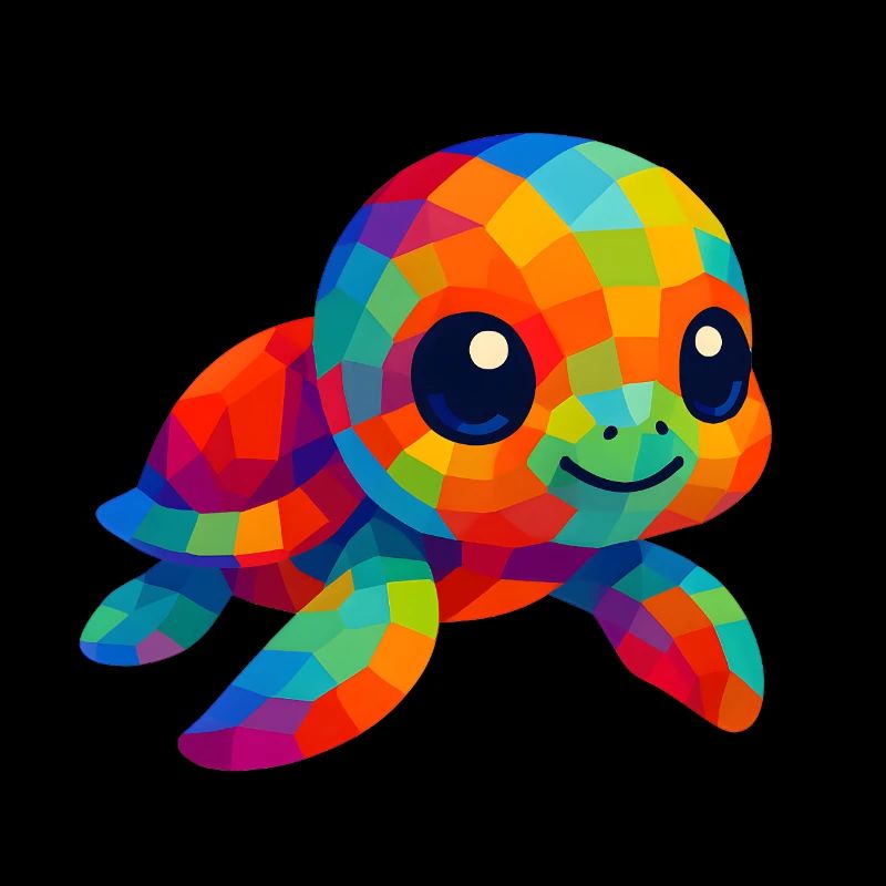 WPAP Polygon Kawaii Animals Baby Sea Turtle