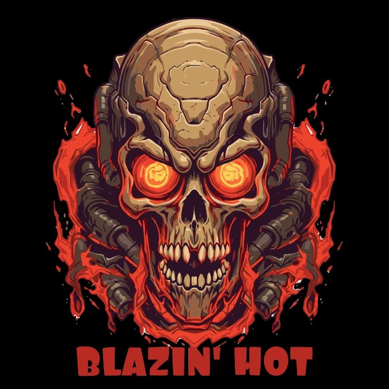 Flaming Hot Fire Skull Skull
