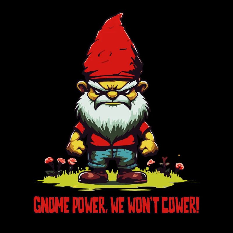We will not give way! Angry garden gnome