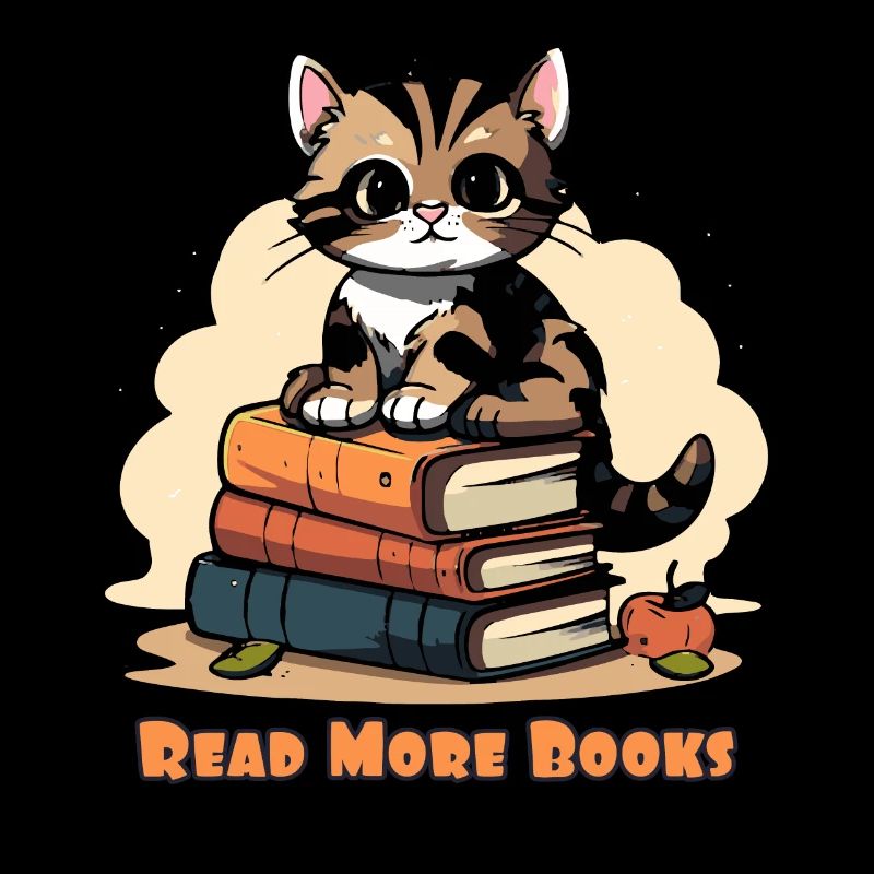 Cute cat with book, read more books