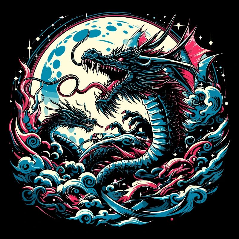 Dragons au clair de lune