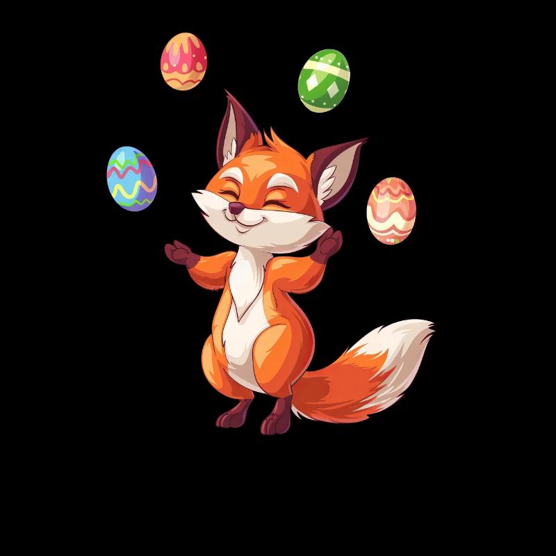 Easter Red Fox Juggling Eggs
