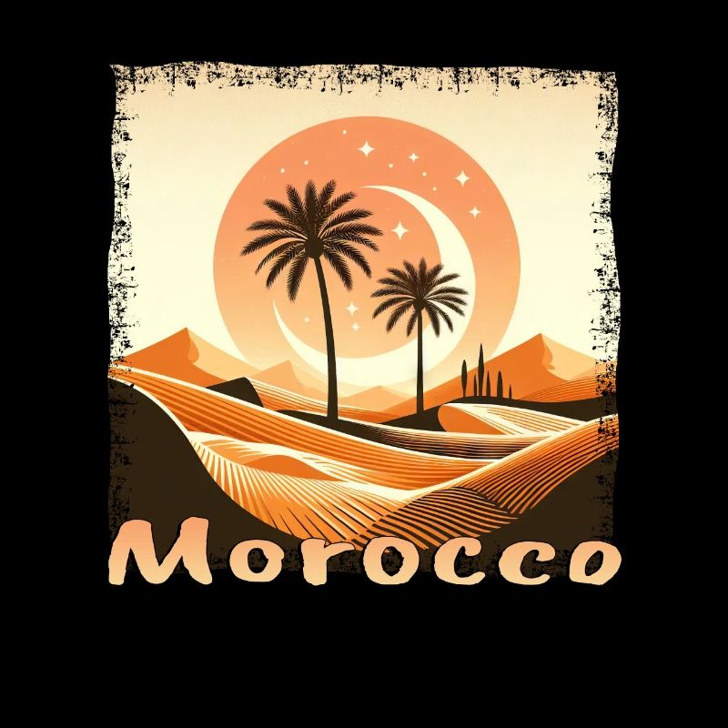 Maroc Sahara Coucher de soleil avec palmier