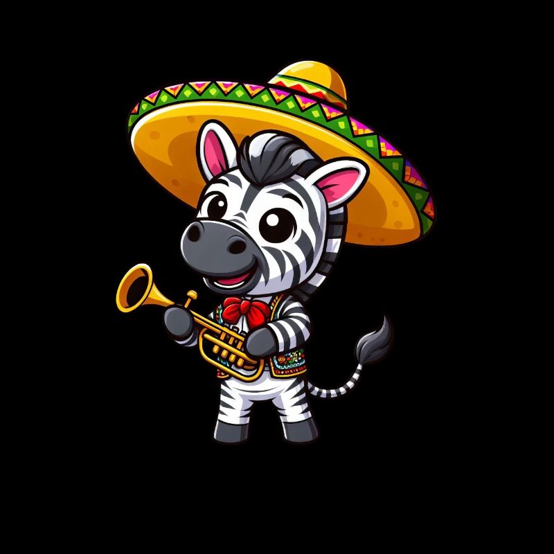 Cinco de Mayo Zebra: Trompeter in Schwarz-Weiß
