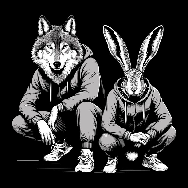 Slavic Squat Russian Squat Hare and Wolf Gift