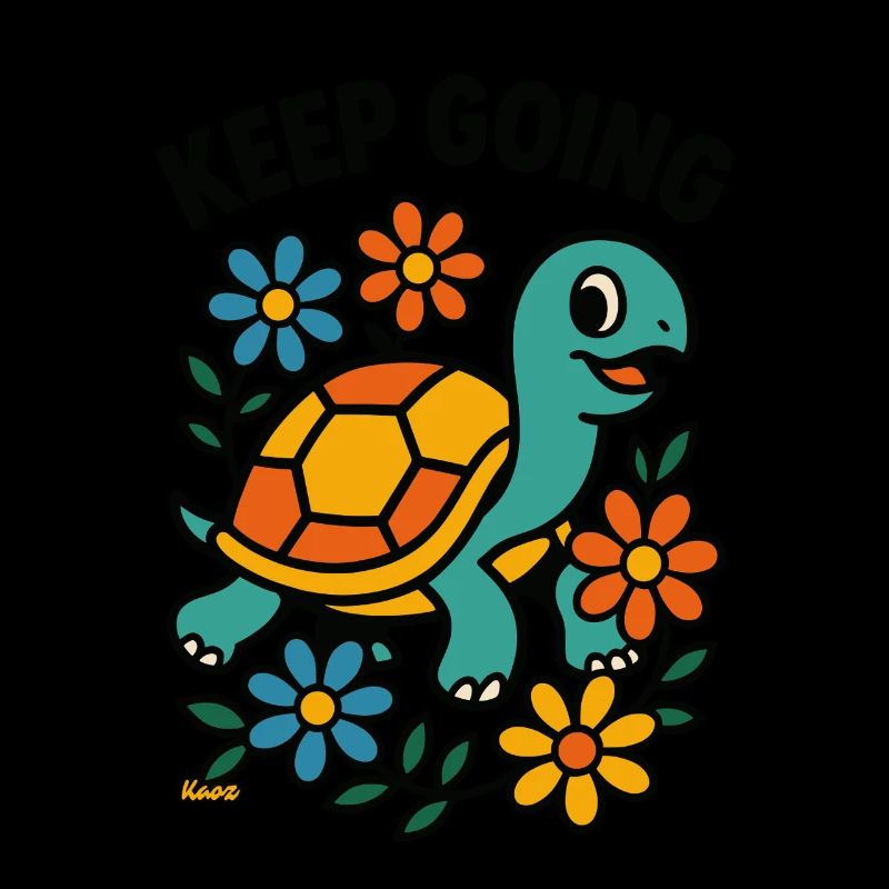 Motivational turtle with flowers
