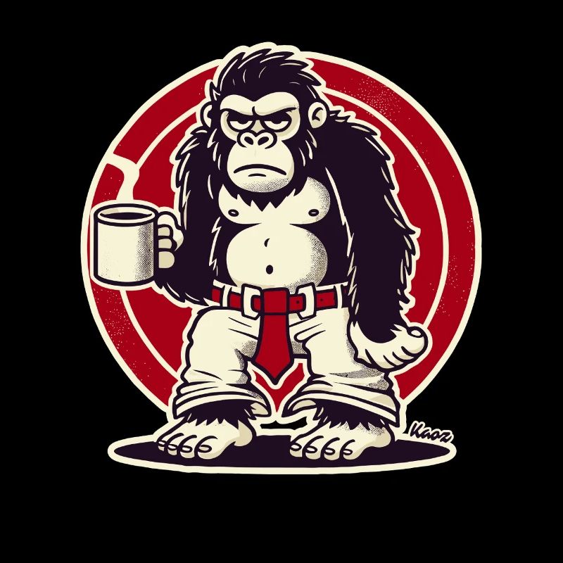 Schlechte Laune Affee mit Kaffee