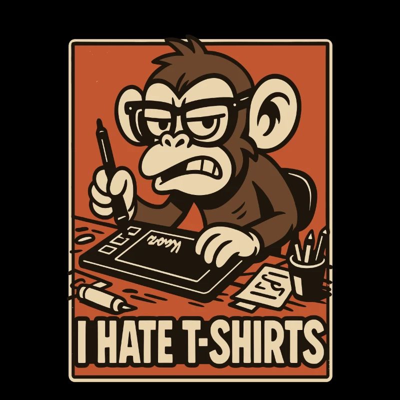 Angry monkey on drawing tablet comic style