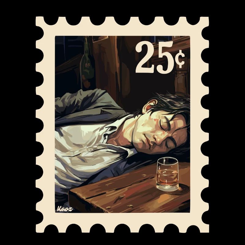 Man sleeping next to glass on table