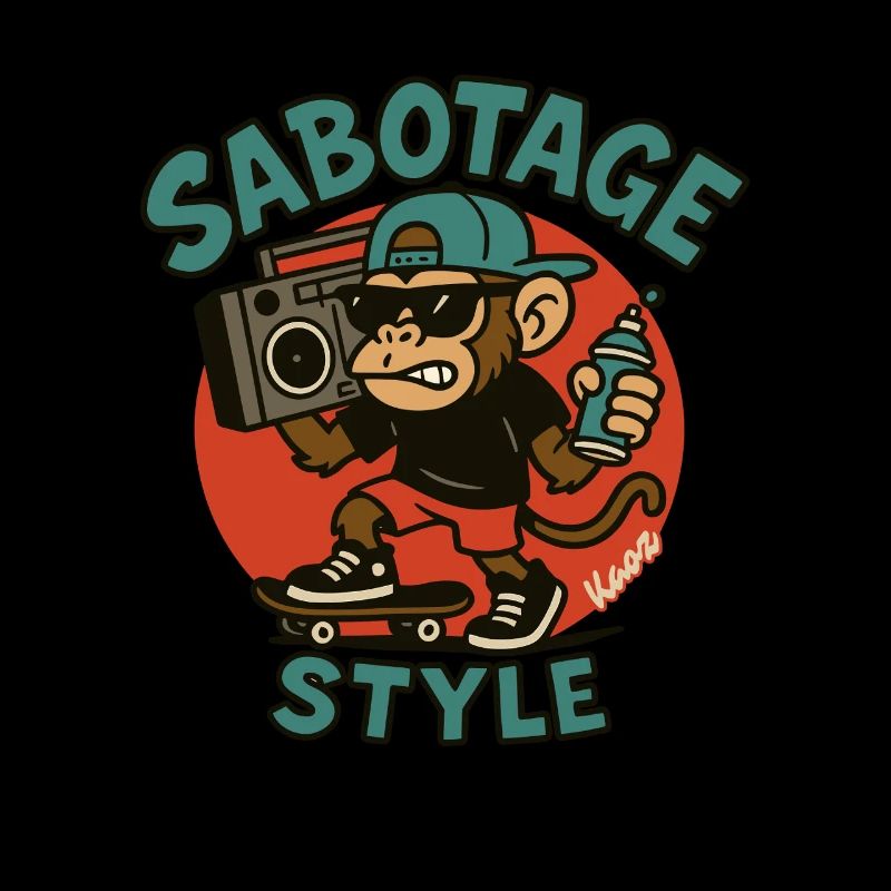 Cooler Affe mit Skateboard und Spraydose Style