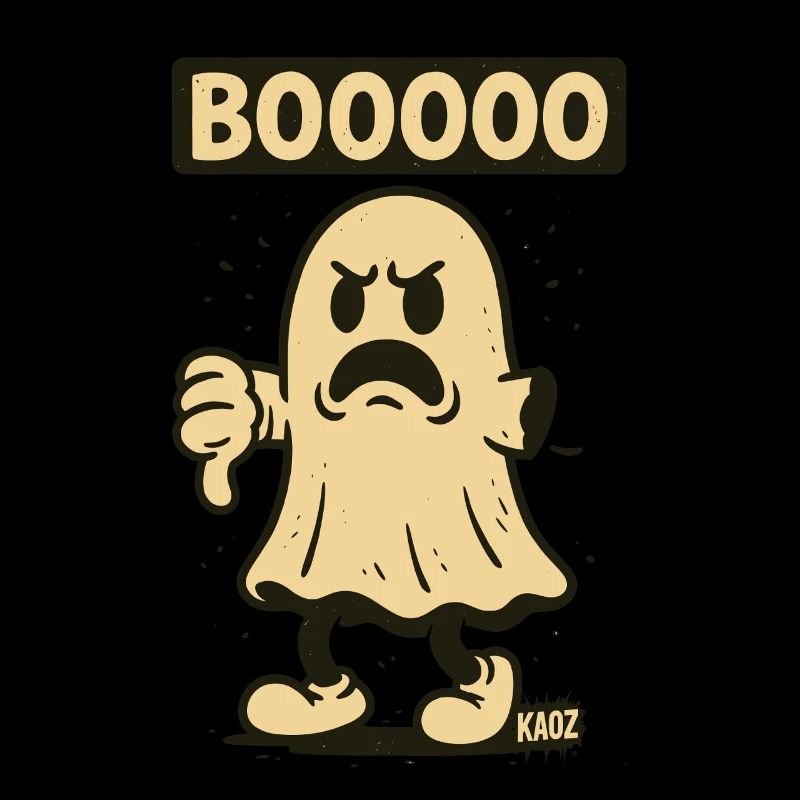 Angry Ghost with Lettering Booooo