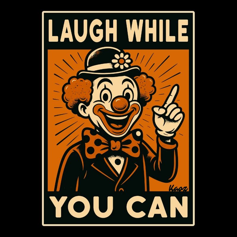 Laughing clown in retro comic style