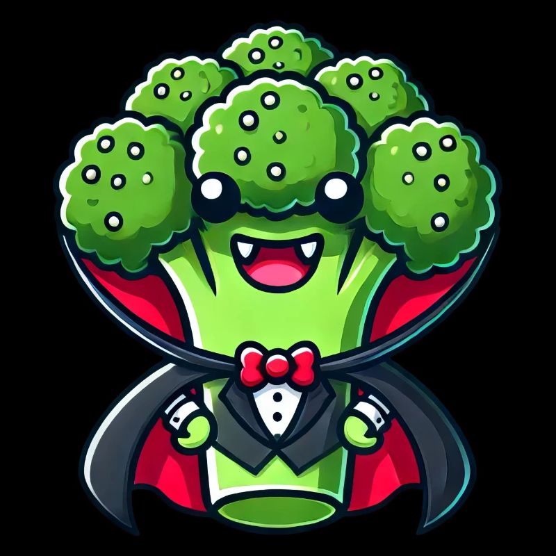 Mignon Halloween Brocoli Vampire Dessin animé