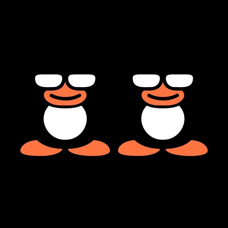 2 Pingouins Nerd Hornglasses Geek Smart Team Crew