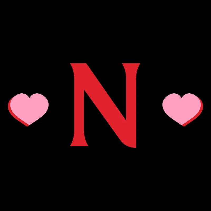 Lettre n cœurs rouges