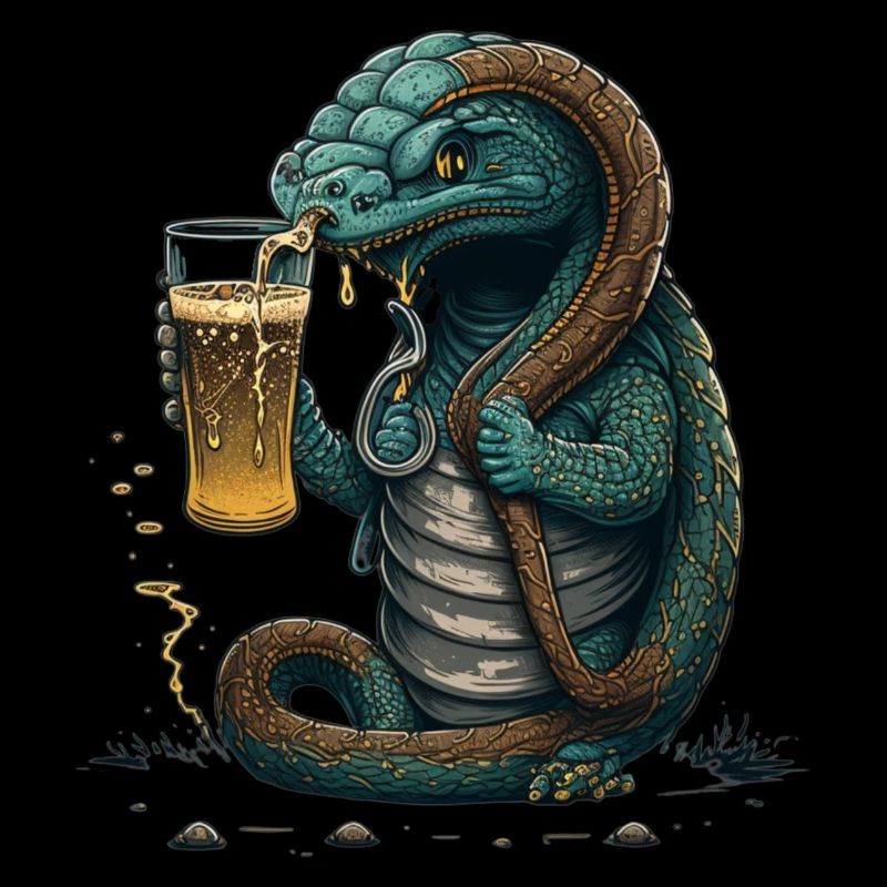 Cool Lizard with Beer Comic Illustration