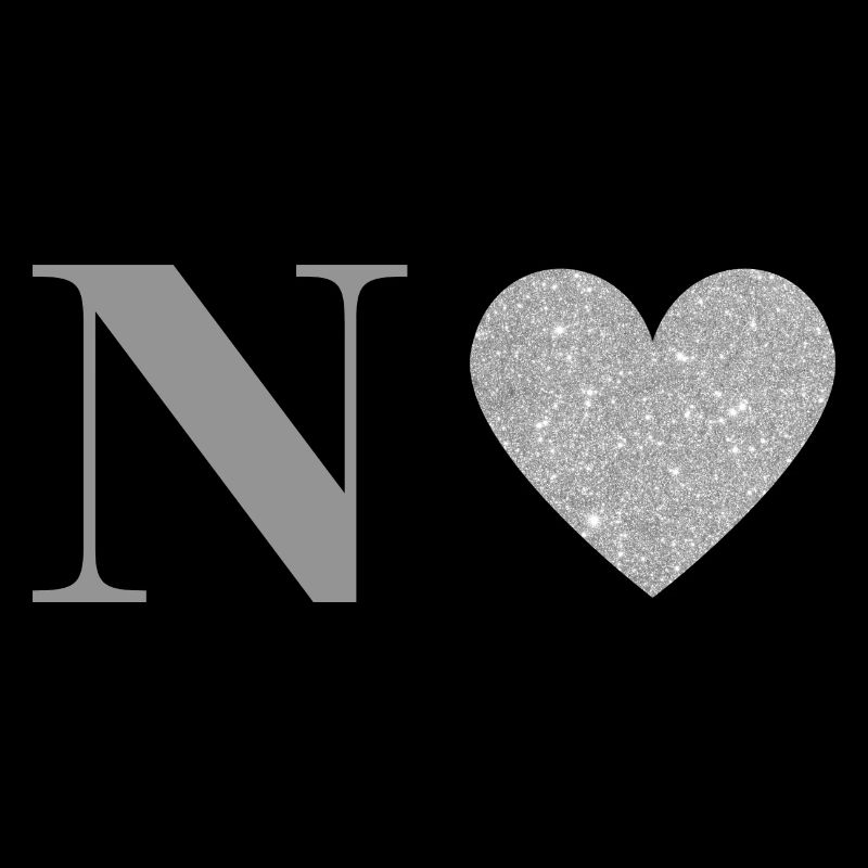 Silberner Buchstabe n Herz