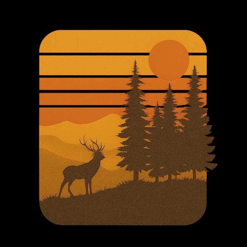 Sunset Silence – Retro Deer & Forest Vibes