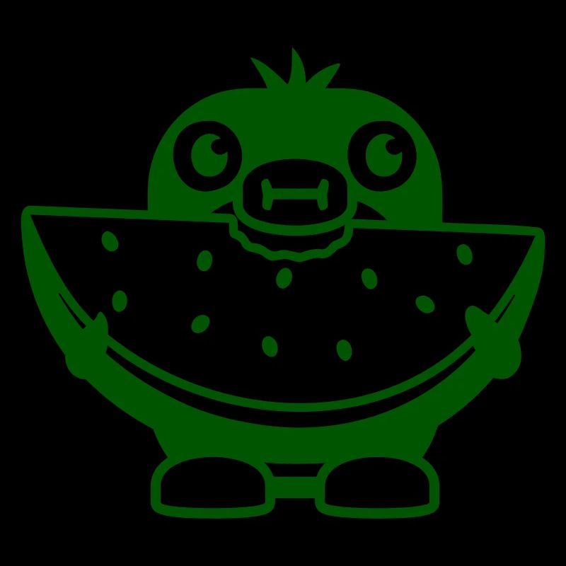 Penguin eats melon fruit delicious hunger bite cool