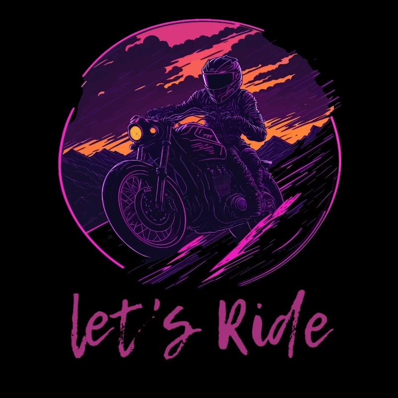 Let's Ride Synthwave Motorradfahrer