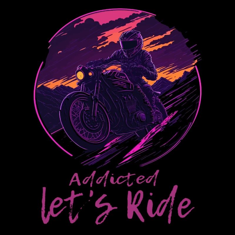 Synthwave Biker Retrowave Sunset Motocycliste