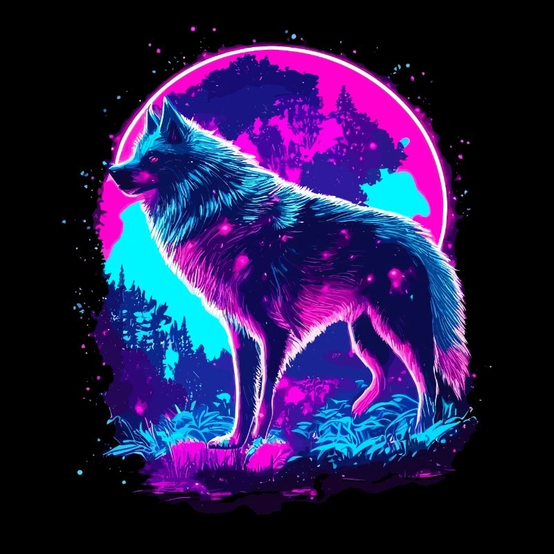 Wolf’s Art Synthwave Néon Psychédélique