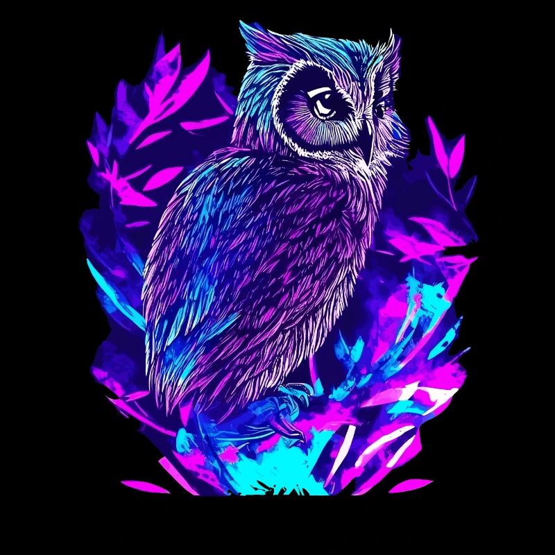 Neon Eule Psychedelische Eulen Kunst