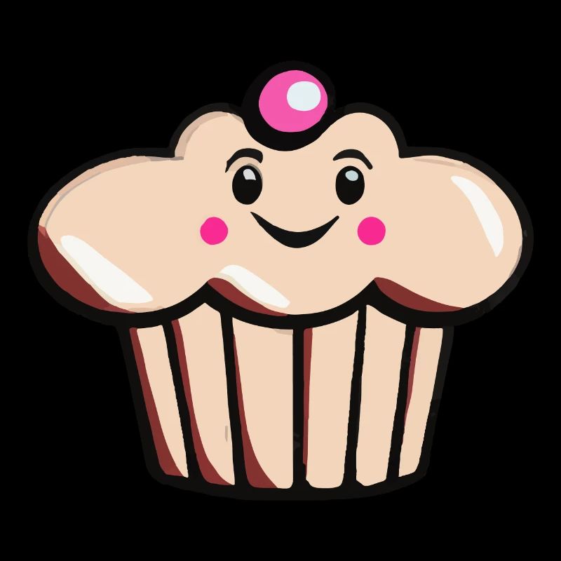 Cute Muffin Cupcake with Face Vector