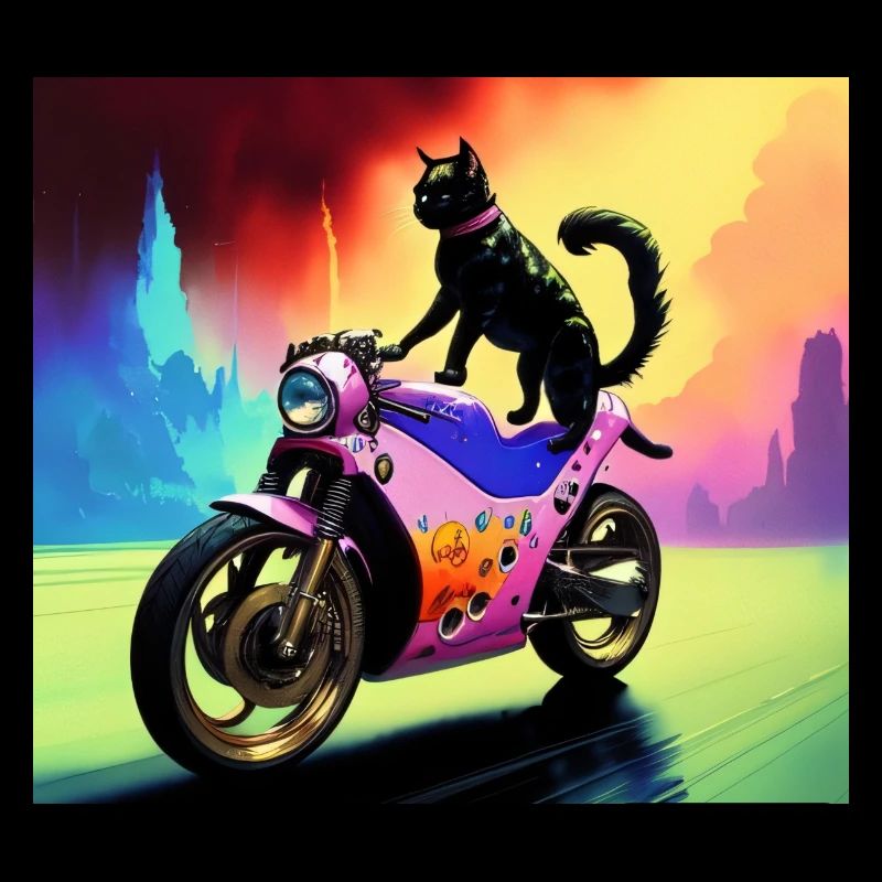 Cat on motorcycle