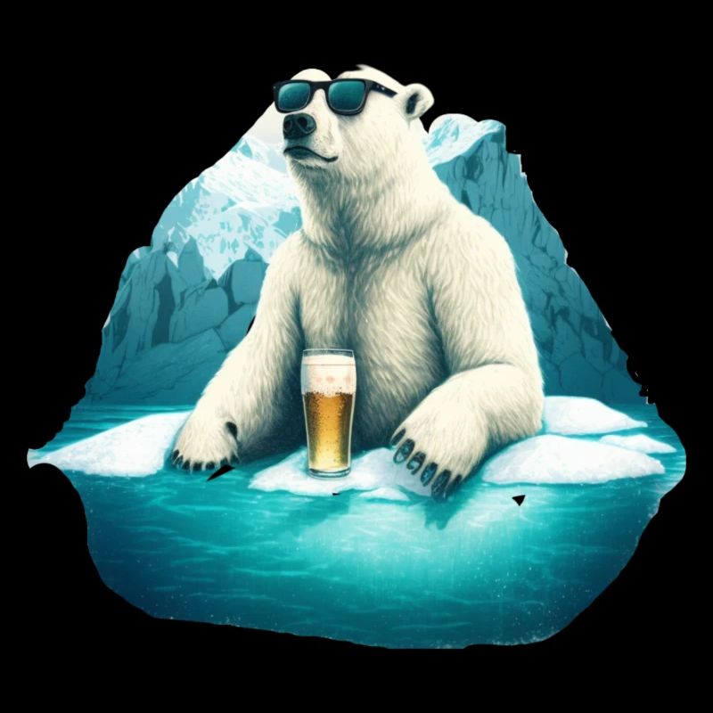 Cooler Eisbär mit Bier und Sonnenbrille