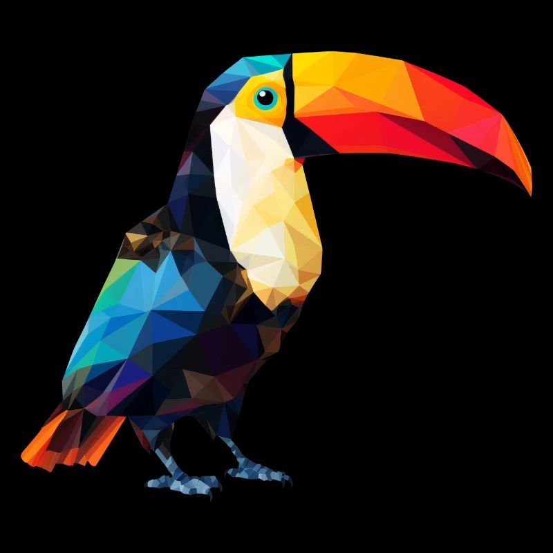 Geometric Toucan: Polygon Art in Paradise