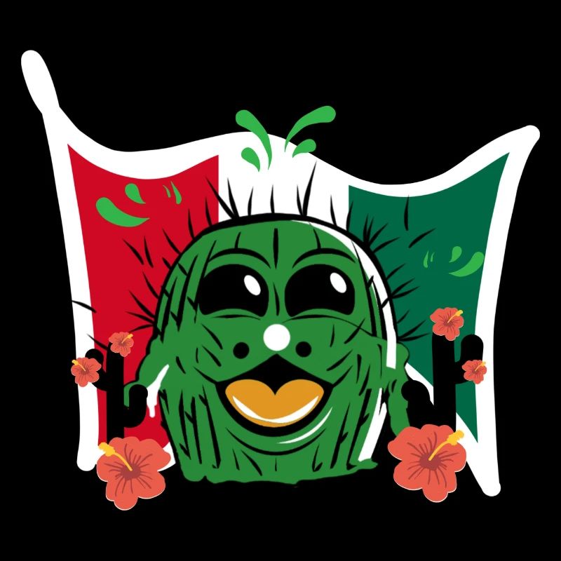 Funny Cactus with Mexico Flag
