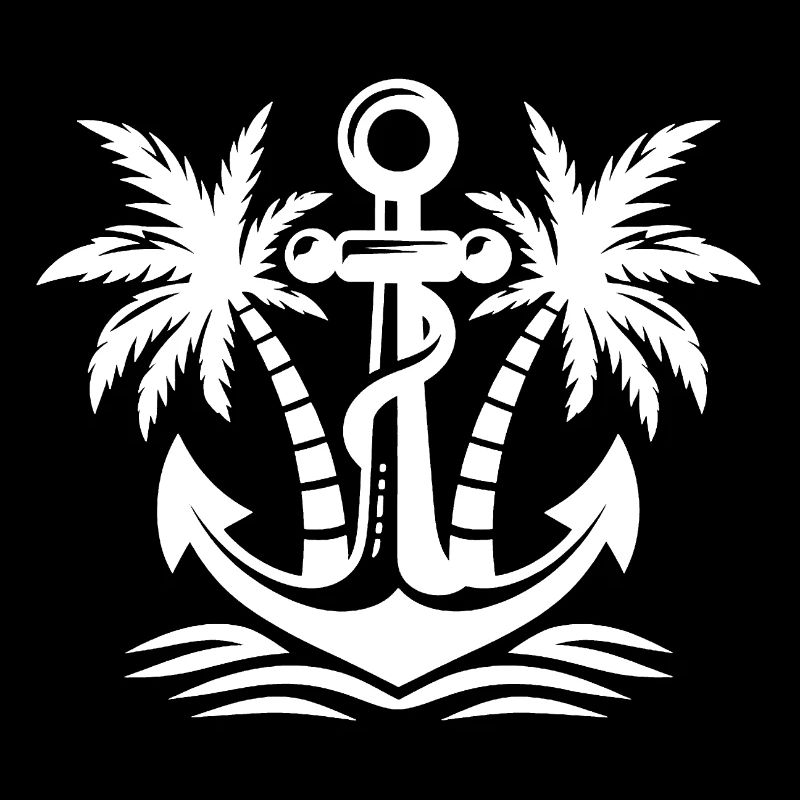 Anchor with palm tree logo