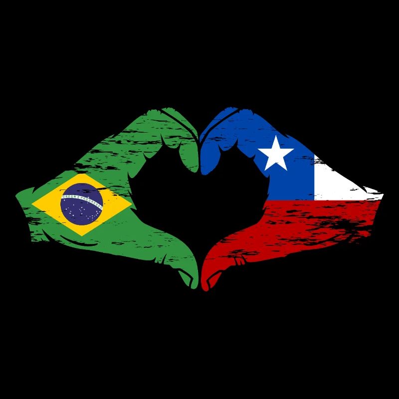 Brésil Chili Drapeau Main Coeur Forme Utilisé