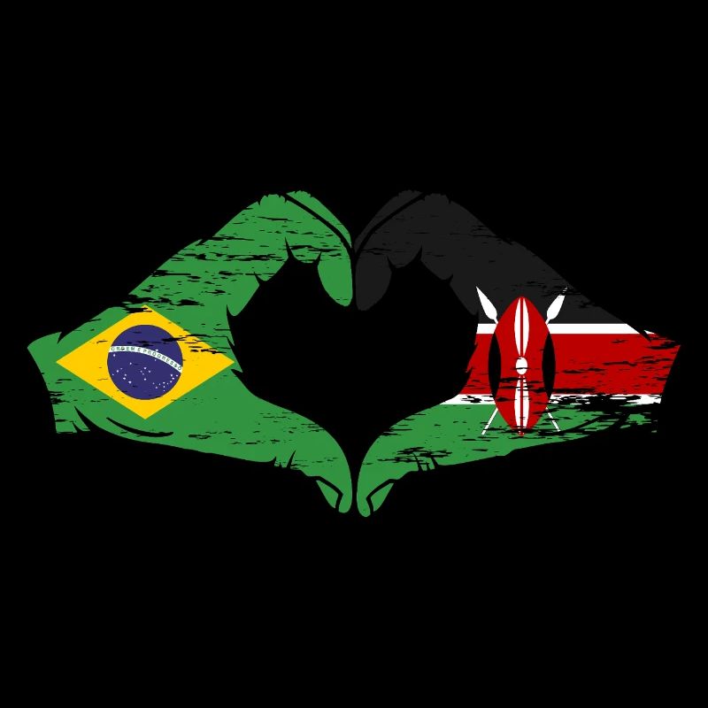 Brésil Kenya drapeau mains forme de cœur utilisé