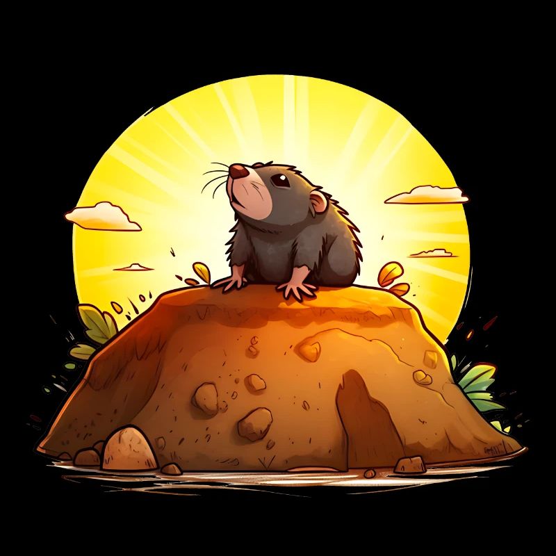 Funny mole on his hill