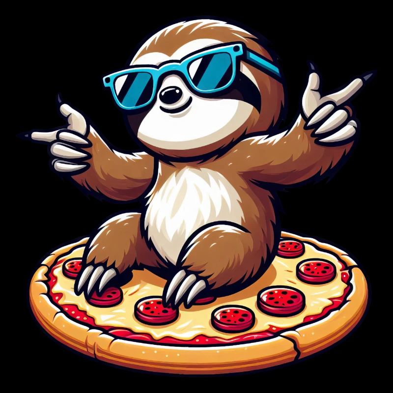 Cool sloth dancing with pizza for pizza lovers
