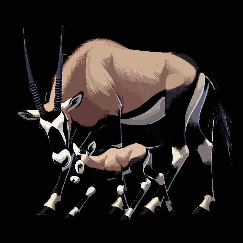 Oryx antelope with young