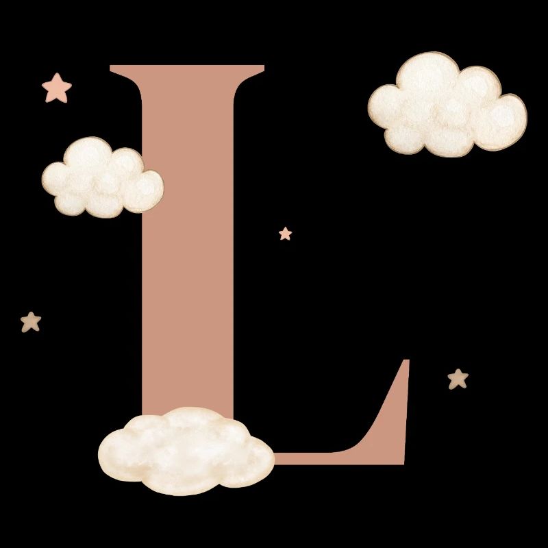Lettre l nuages étoiles