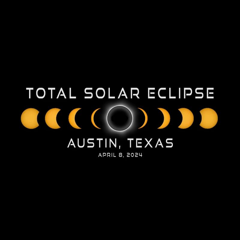 Austin Texas Solar Eclipse 2024 8 avril Souvenir