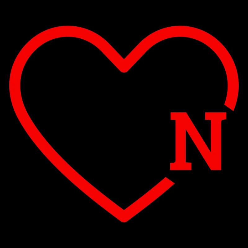 letter n red heart