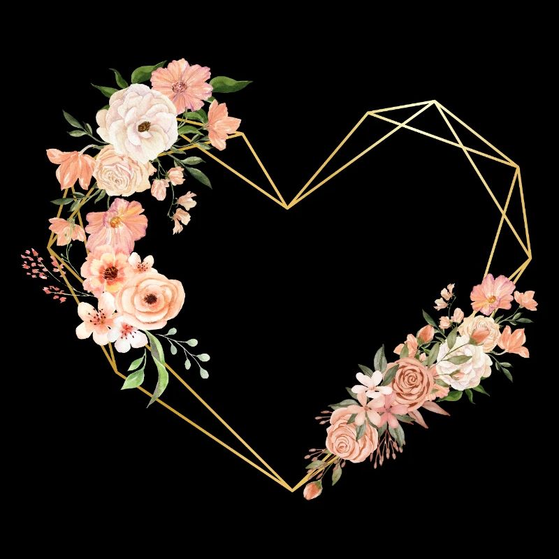 Lettre e cœur doré floral