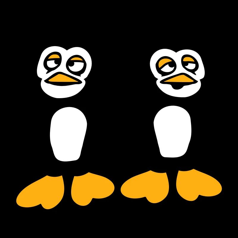 Penguins Équipe 2 Amis Fatigué Confus Se tenant la main