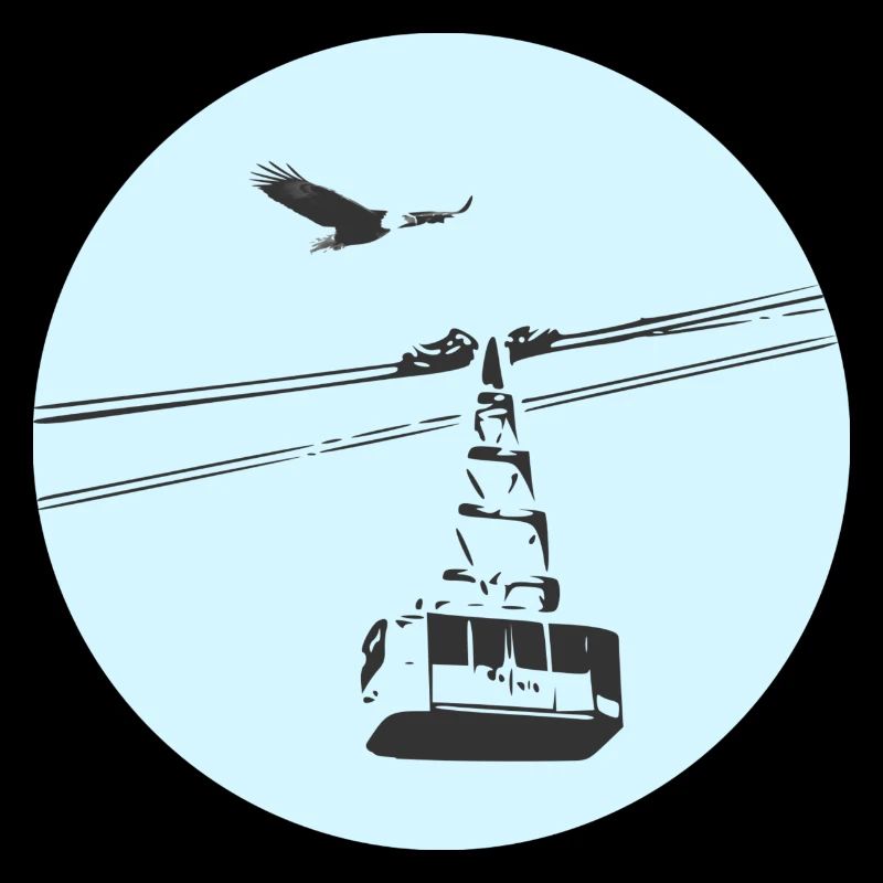 Gondola / cable car with eagle blue